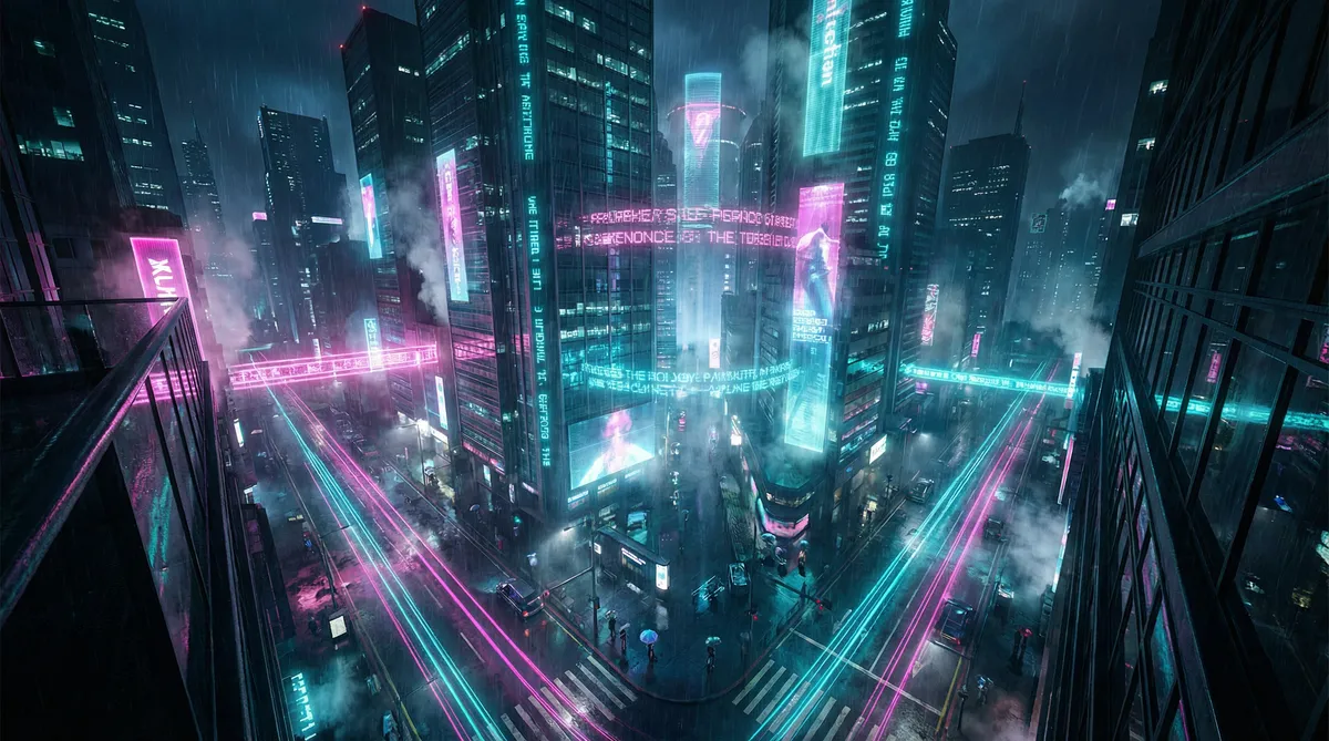 八挂海在线观看 竖屏短剧平台首页背景 - 赛博朋克都市夜景